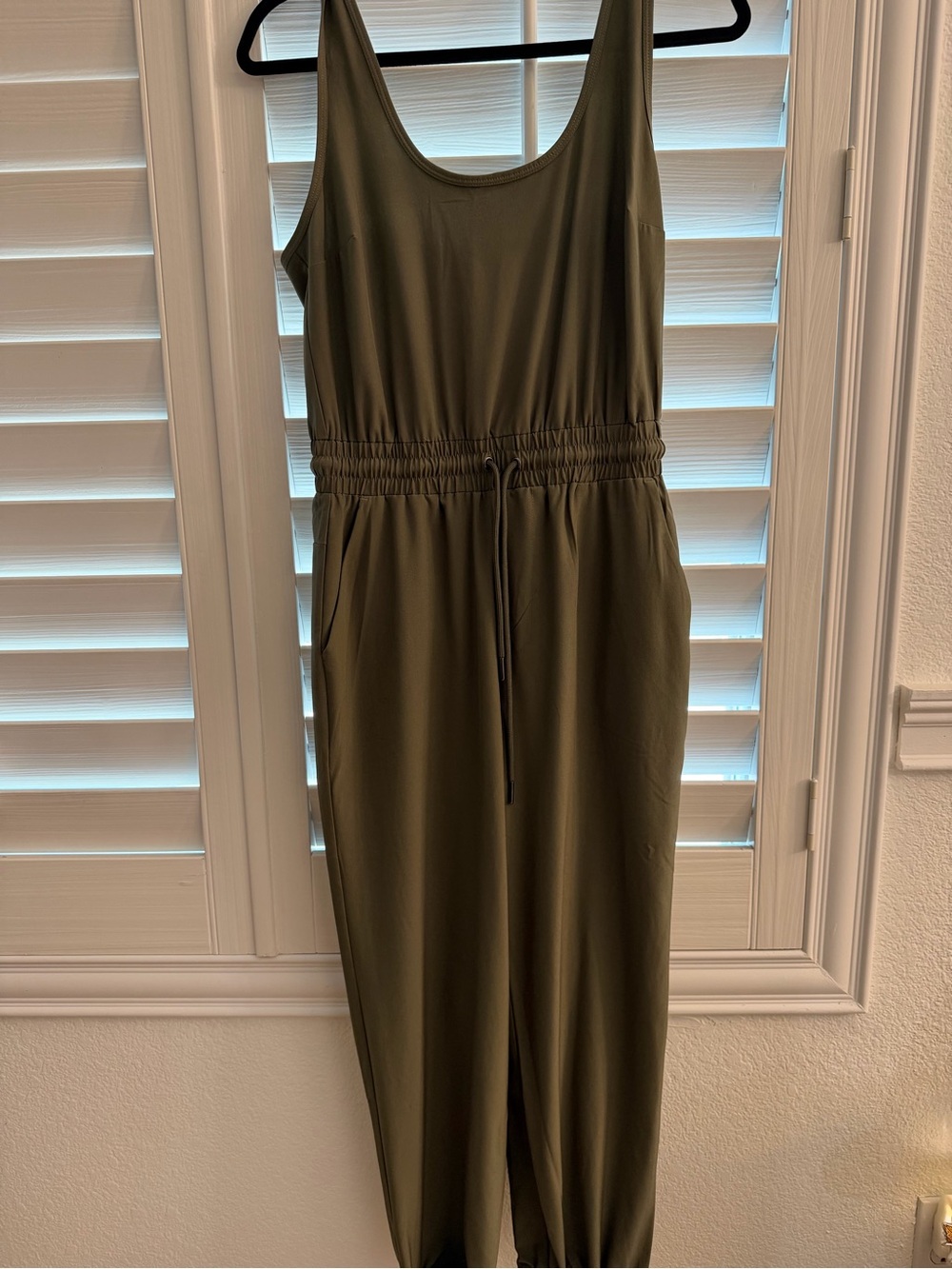 Abercrombie & Fitch Olive Green Sleeveless Jumpsuit - Casual Drawstring Waist